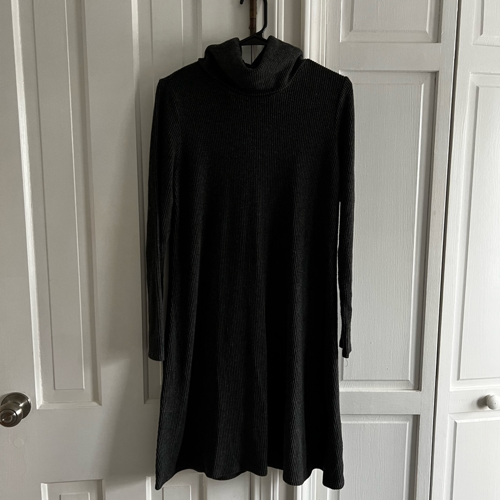 Gray Turtleneck Sweater Dress